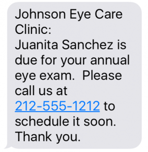 Annual Exam Recall Text